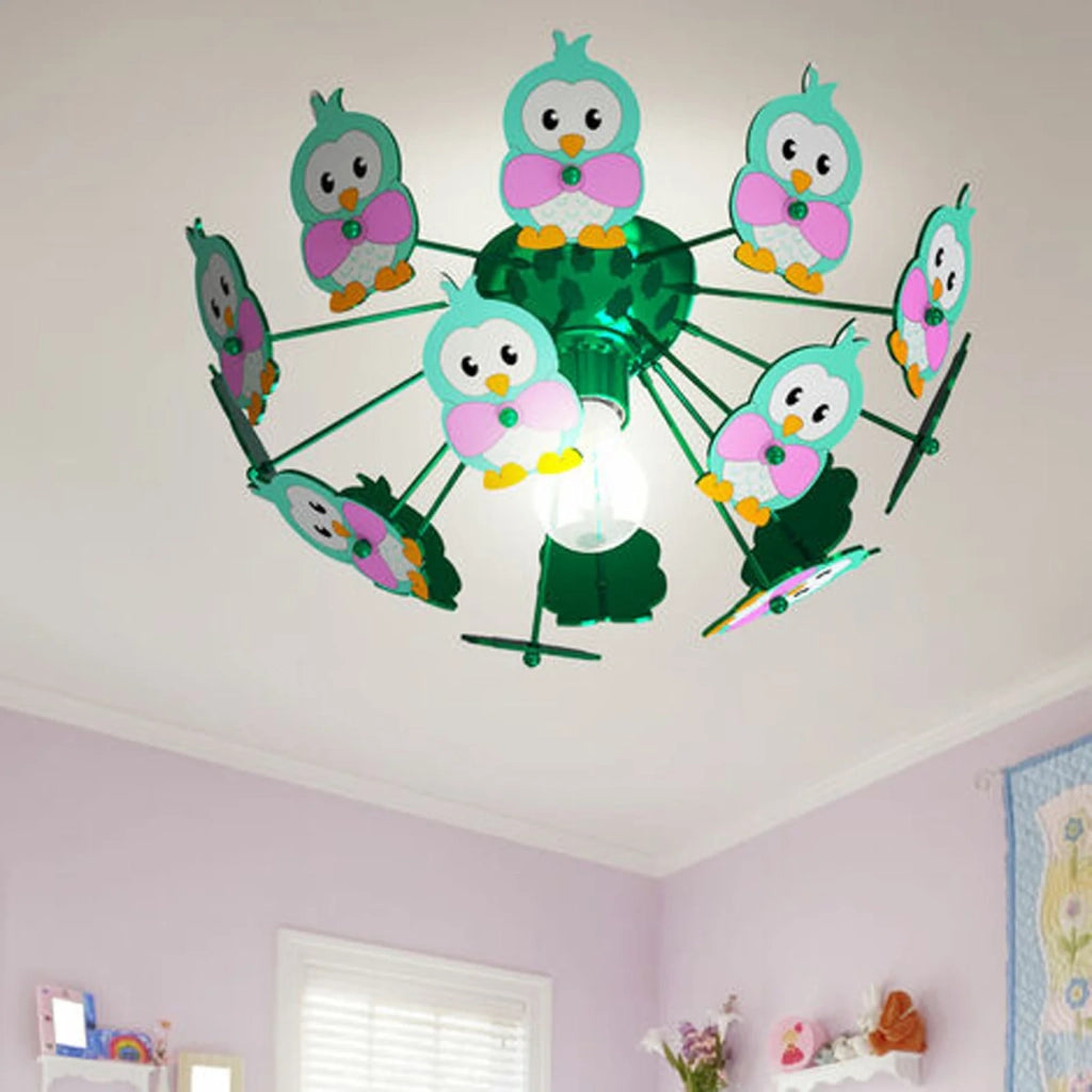 Plafoniera Contemporanea Viki 2 Legno E Plastica Multicolore E Verde 1 Luce E27