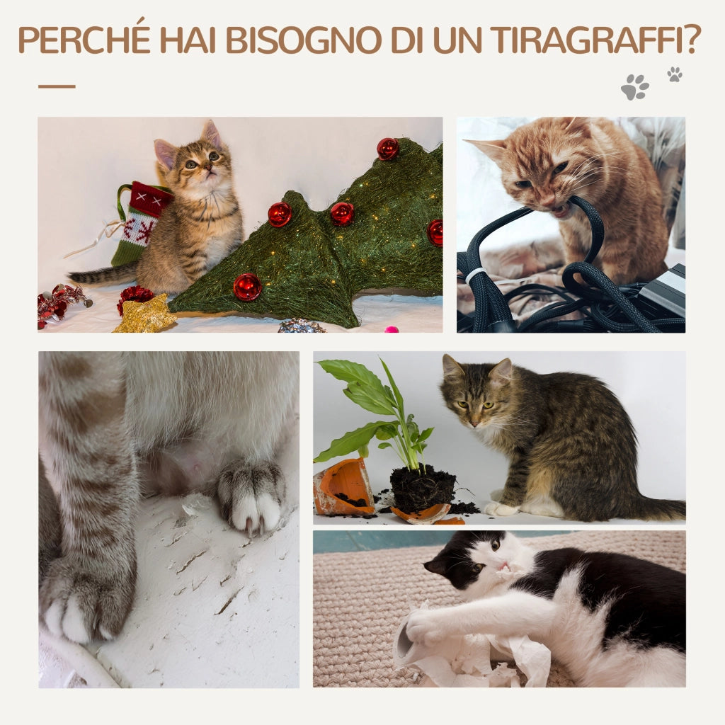 Tiragraffi per Gatti Multilivello con Casetta e Piattaforme ¨C Zephmum ¨C Grigio, Corda di Juta, 61x40x124