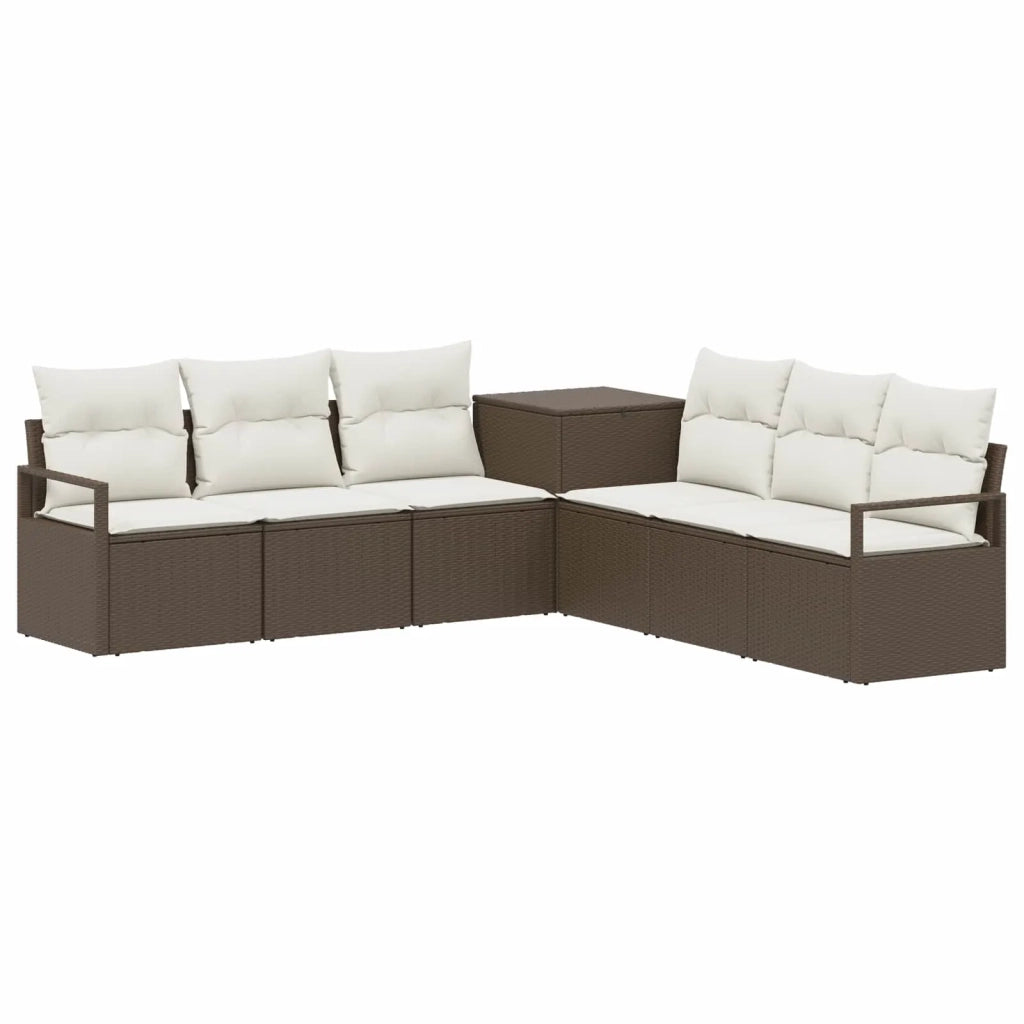 Set di divani 7 pz Marrone e Bianco Crema 3448720