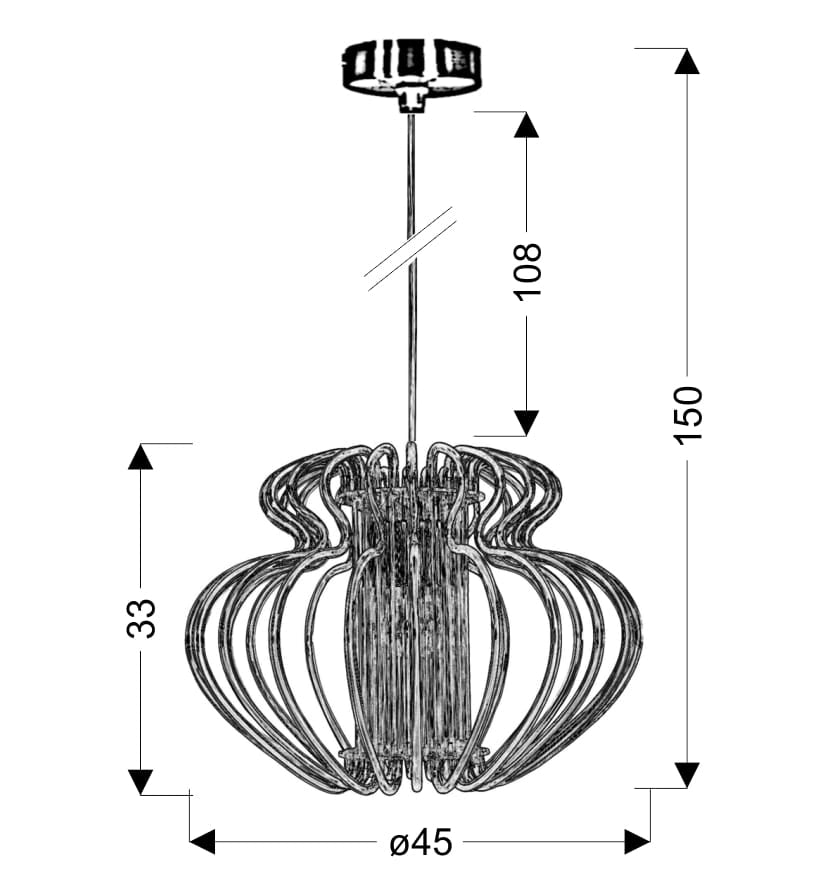 Lampada a sospensione Candellux Imperia Ø45 blu cromo