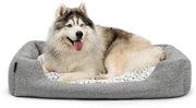 Mangiafagioli per cani con cuscino morbido e reversibile, letto per cani e gatti in design a macchie con gradino basso per cani e gatti di tutte le dimensioni, 110x80 cm, letto morbido per cani, grigio