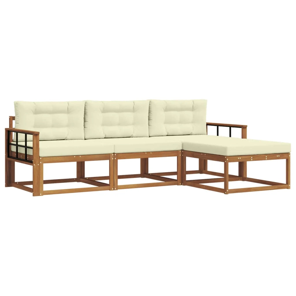 Set di divani da esterno con cuscino 4 pcs Naturale e Crema