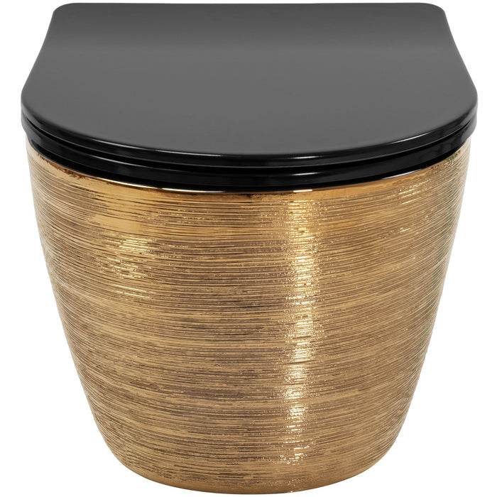 Vaso Wc Sospeso Rea Carlo Mini Tornado Black Brush Gold
