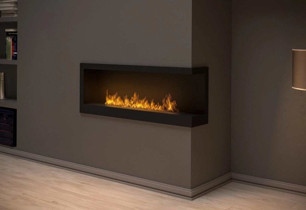 Camino a Bioetanolo da Incasso 120x45 cm Corner 1200 Right Destro Nero con Vetro