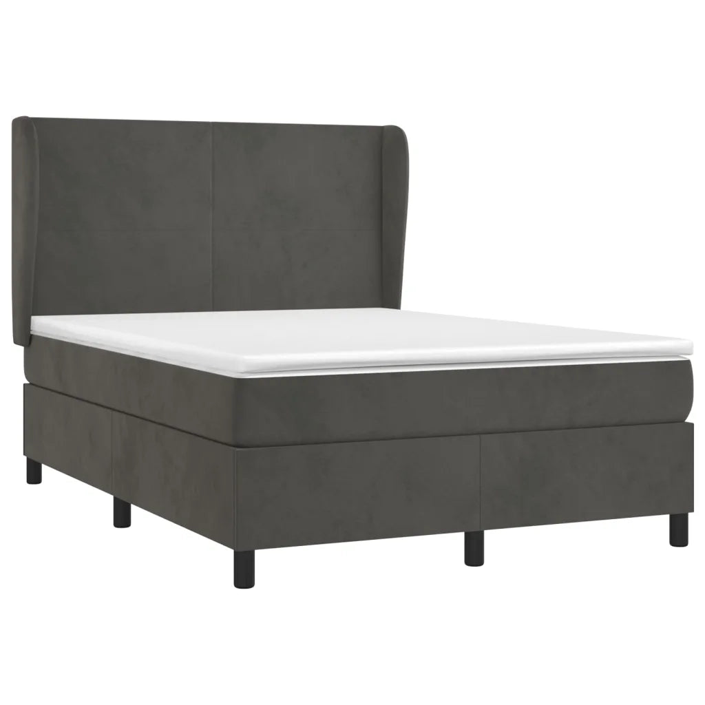 Giroletto a Molle con Materasso Grigio Scuro 140x190 cm Velluto 3129088