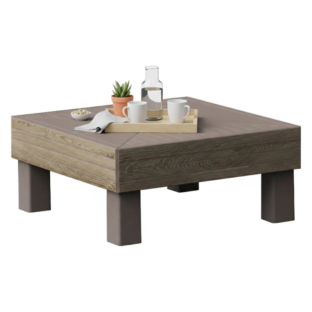 Ionia, Tavolino da Esterno 4 Posti, 65x65x29h cm Marrone Noce
