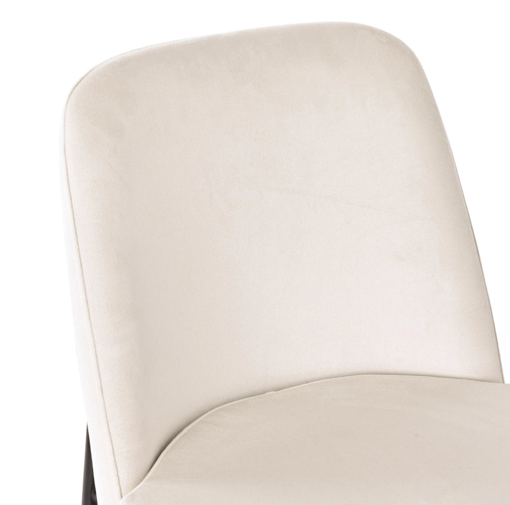 Sedia da pranzo beige in velluto, gambe in metallo nero, set da 2