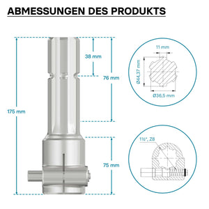 Boccola albero cardanico 175mm Attacco albero scanalato 8-32x38x6 per albero uscita 1 3/4" 6D