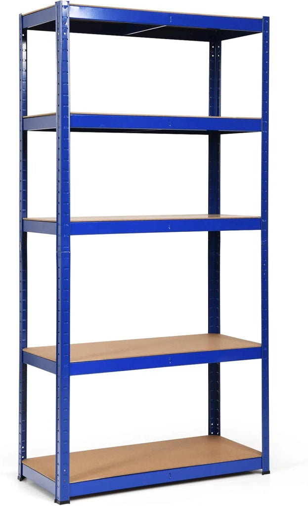 Scaffale portaoggetti a 5 livelli, 90 x 40 x 180 cm, ogni strato carico fino a 175 kg, scaffale pesante in metallo per magazzino, dispensa, garage (blu)