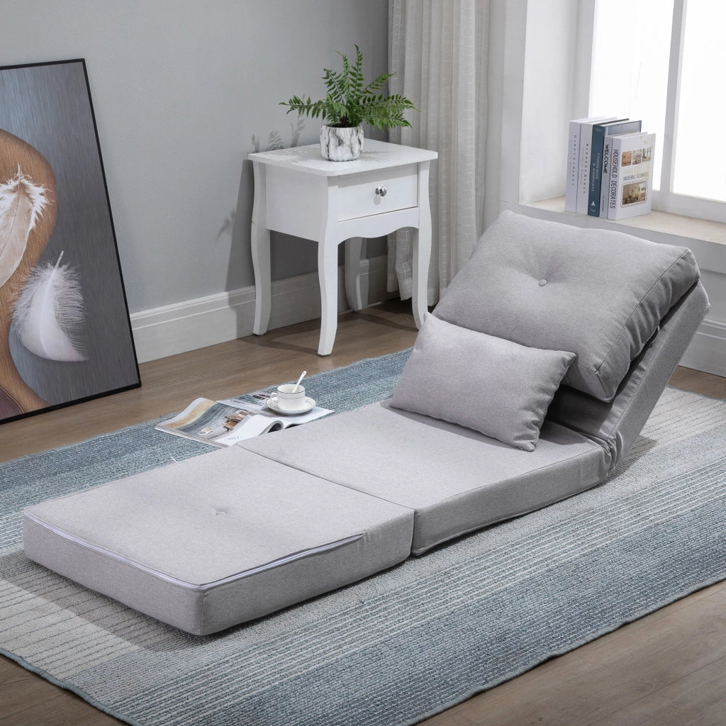 Poltrona letto imbottita con cuscino e schienale regolabile ¨C Zephmum ¨C Grigio chiaro