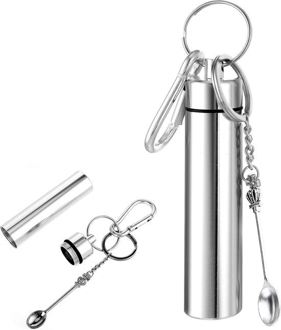 Mini portaolio - organizzatore miniaturizzato da tasca - contenitore portatile per chiavi - contenitore metallico impermeabile argento L
