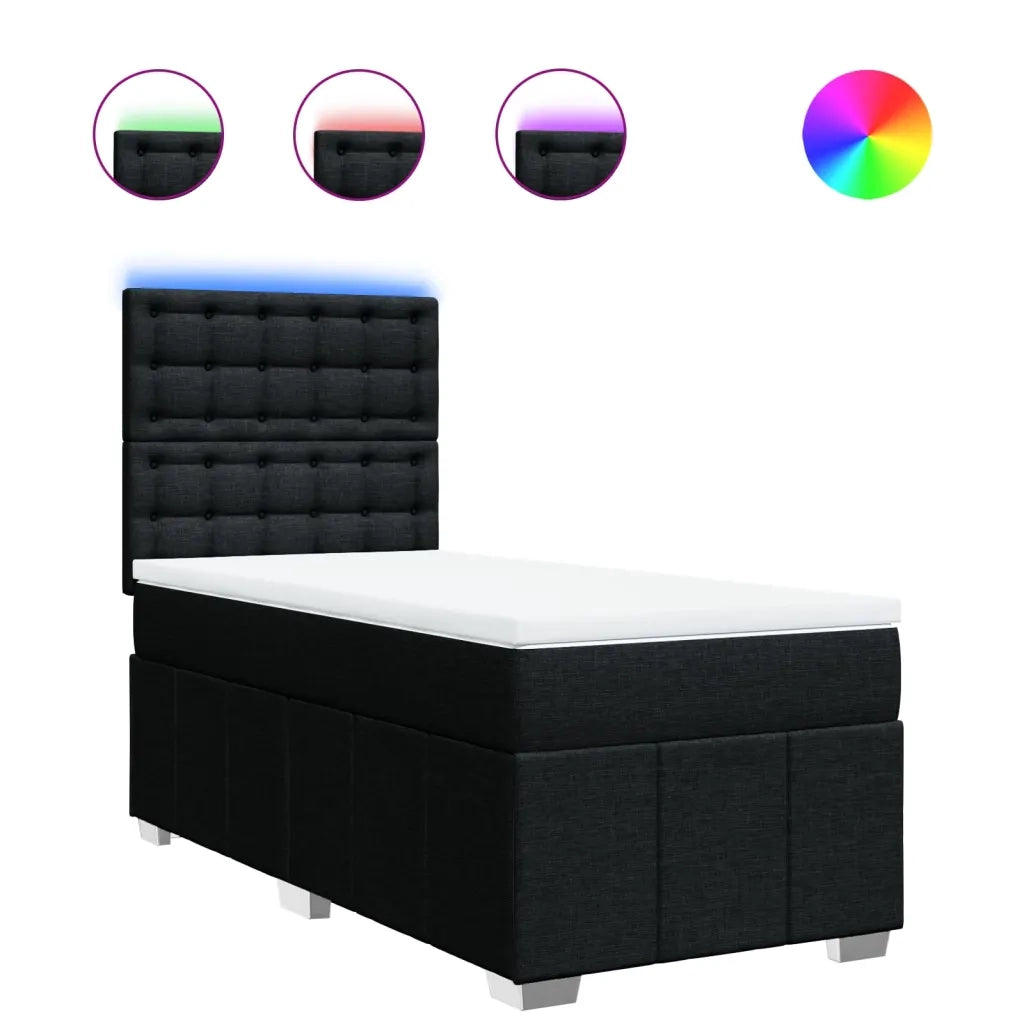 Giroletto a Molle con Materasso Nero 90x190 cm in Tessuto