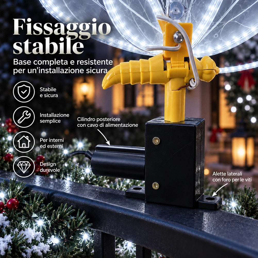 Farfalla con Movimento e 246 Led Bianco Freddo Decorazione Natalizia 30x43x32 cm