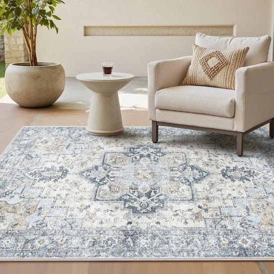 Tappeto vintage per soggiorno 160x230cm, Tappeti per soggiorno, Tappeti lavabili, Tappeto boho, Grande tappeto antiscivolo, Camera da letto, Sala da pranzo, Ufficio