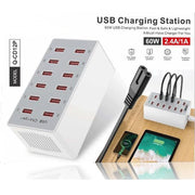Trade Shop - Stazione Di Ricarica Usb Dock Con 12 Porte Usb 60w Multifunzione Presa Q-cd12p -