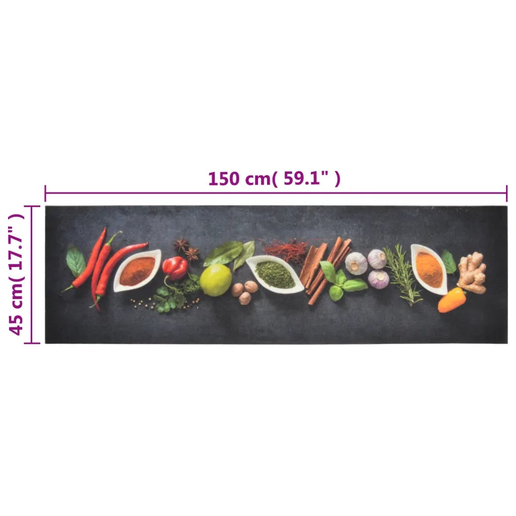 Tappeto da Cucina Lavabile-Tappetino da Cucina Spezie 45x150 cm Velluto 470236