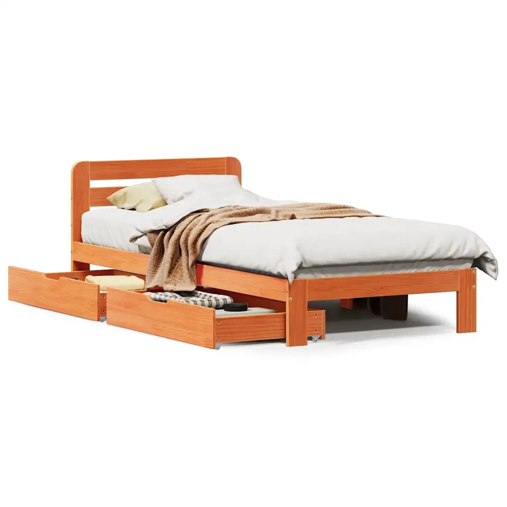 Letto senza Materasso Marrone Cera 90x190 cm in Legno di Pino 3309865