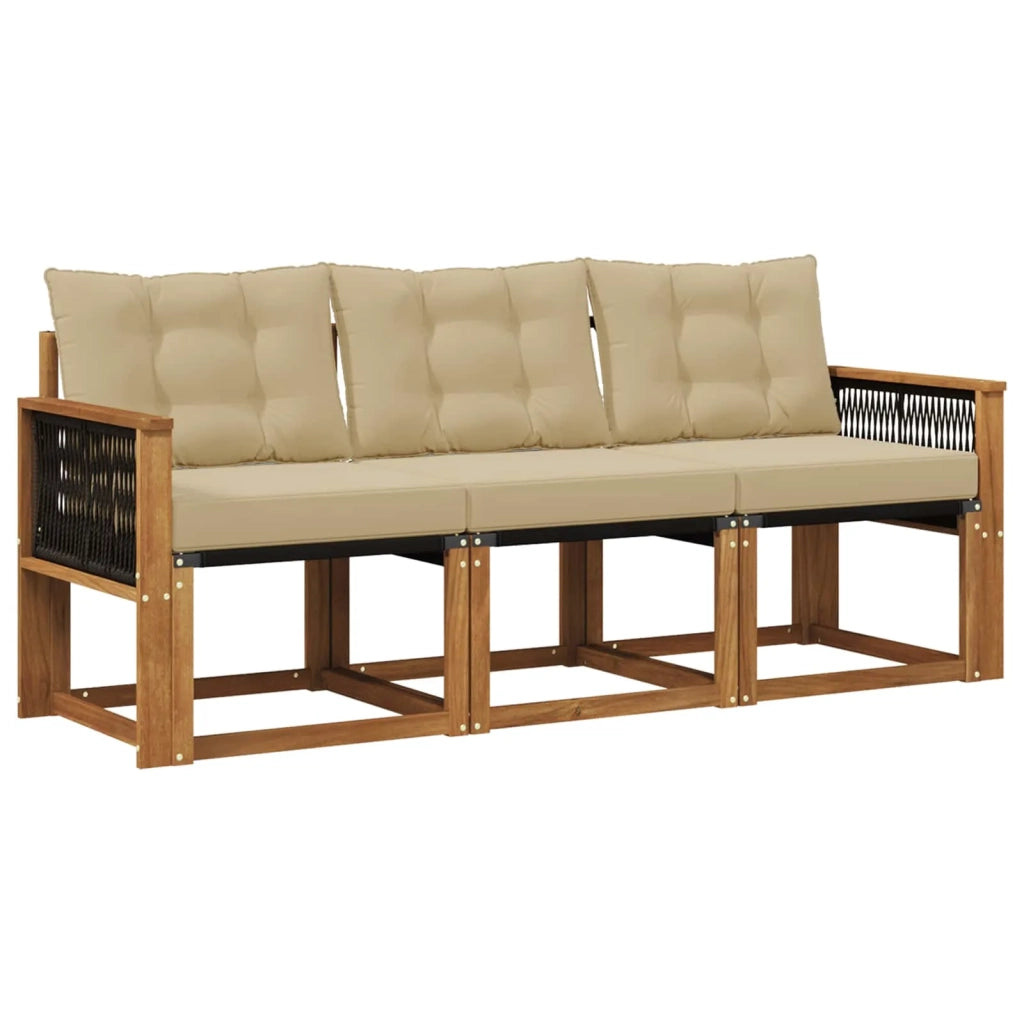 Set di divani da esterno con cuscino 3 pcs Naturale e Beige 3381745