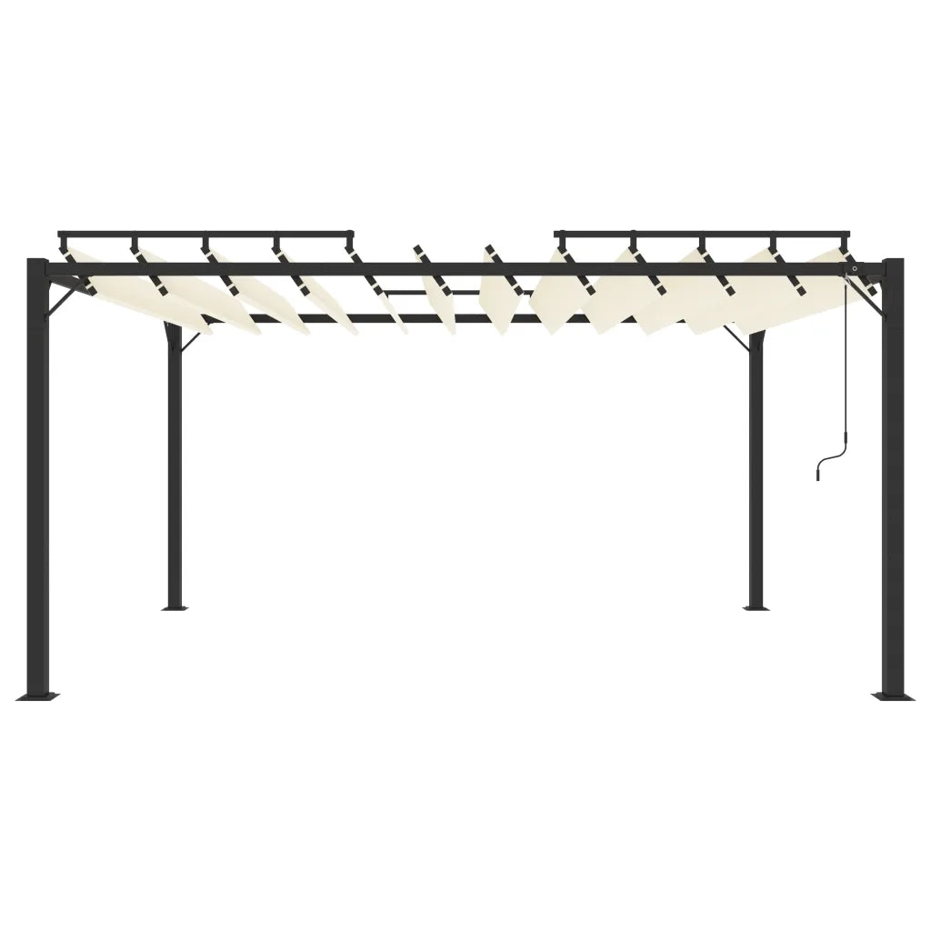 Gazebo con Tetto a Lamelle 3x4 m in Tessuto Crema e Alluminio 313927