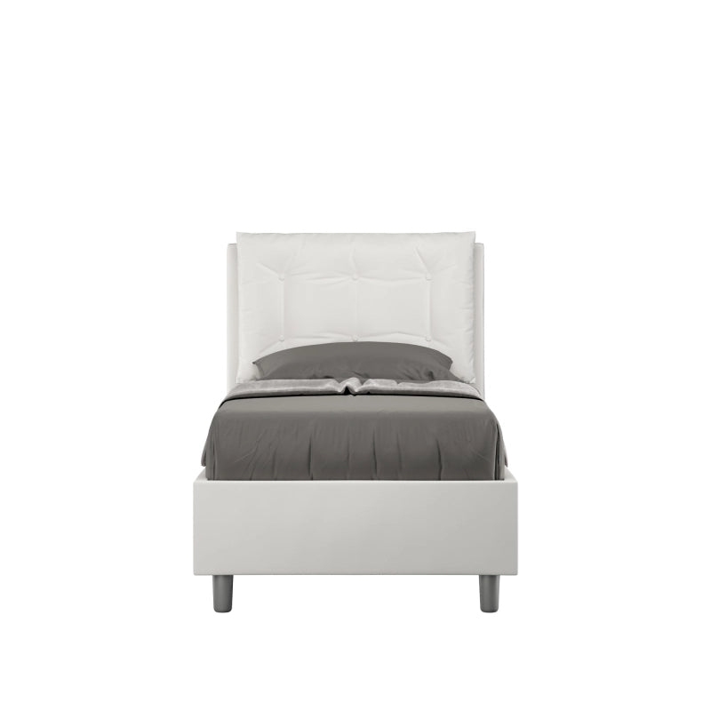 Letto imbottito Singolo 80x190 cm Annalisa - Bianco,Similpelle,Con rete