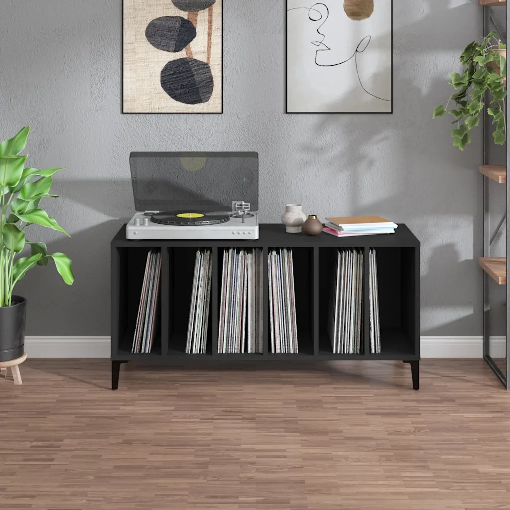 Mobile Porta Dischi Nero 100x38x48 cm in Legno Multistratocod mxl 127396