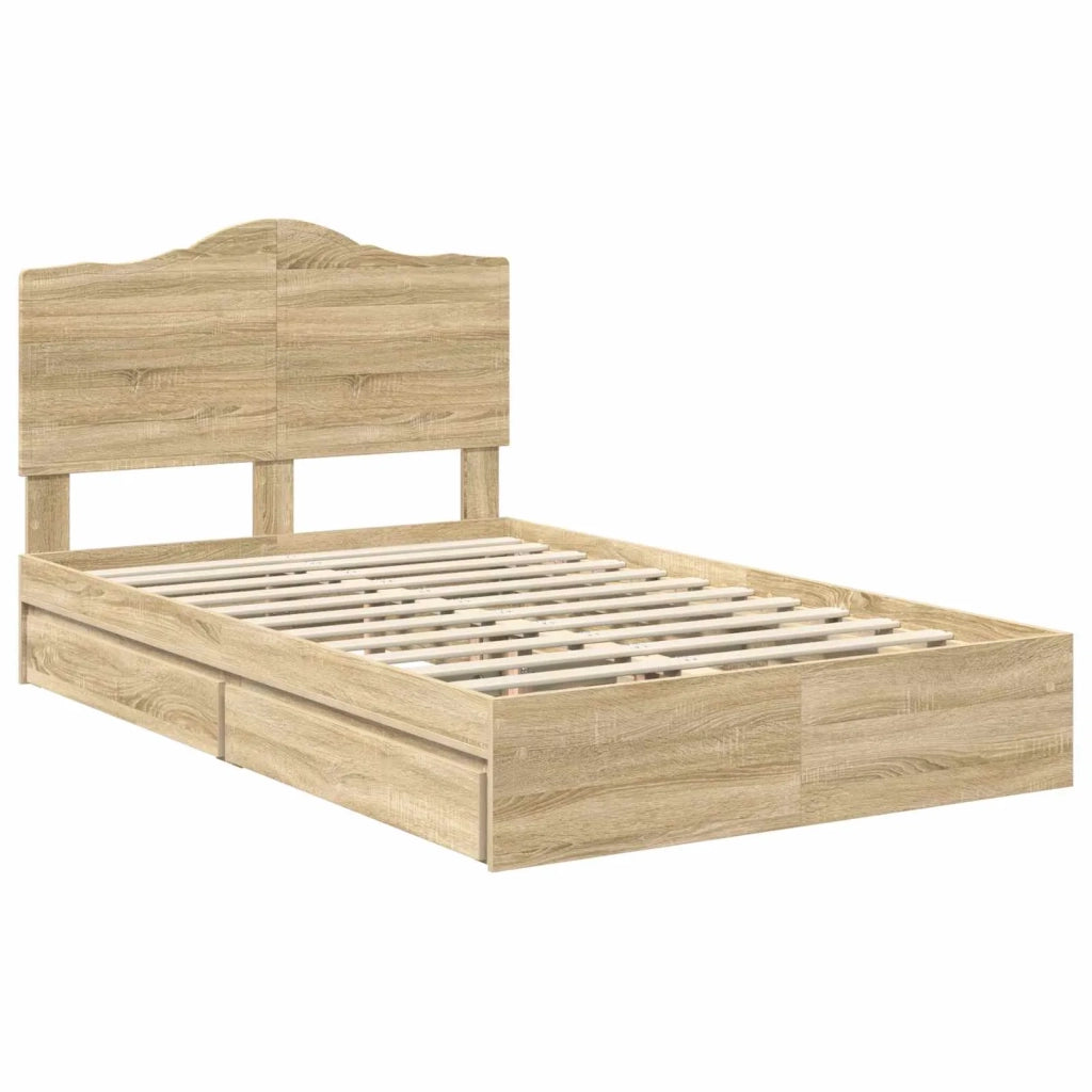 Letto con Contenitore con testiera Rovere Sonoma 135 x 190 cm