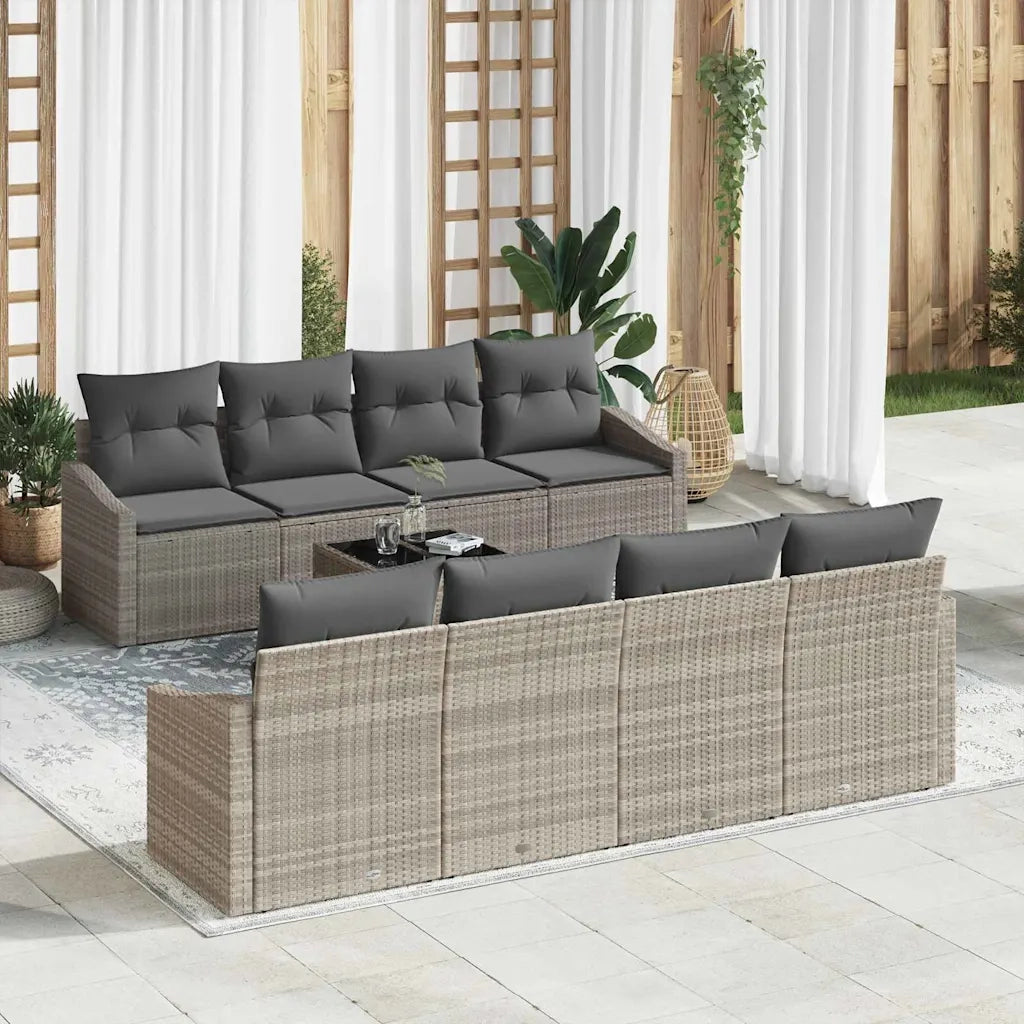 Set di divani con cuscino 9 pcs Grigio chiaro polyrattan 3346652