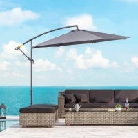 Ombrellone Decentrato Ottogonale Pieghevole Ø3 m, Ombrellone da Giardino con Base a Croce, Ø295 x 255H cm, Grigio