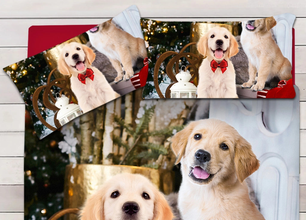 Parure Copripiumino Sacco Piumino Letto 100% Cotone Sogni D'oro Disegno Cani  Dis. 72 - Singolo - Cani