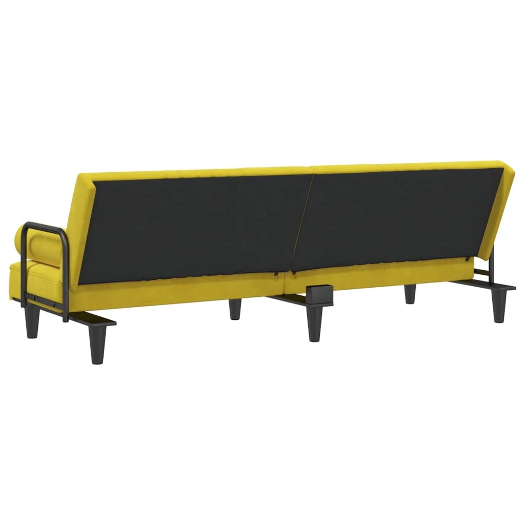 Divano letto con braccioli 205 x 89 x 70 cm velluto giallo 02_0019252