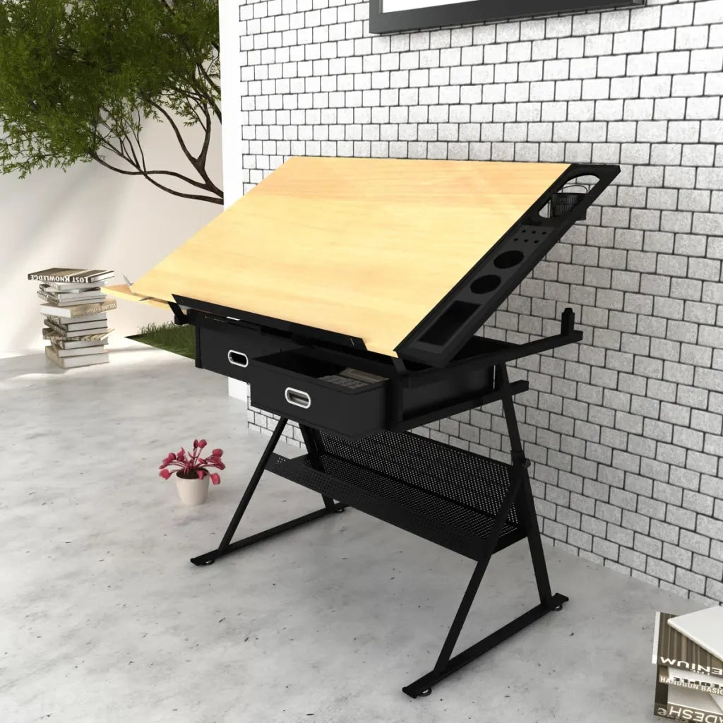 Tavolo Inclinabile da Disegno a Due cassetti con Sgabello CFW4382493