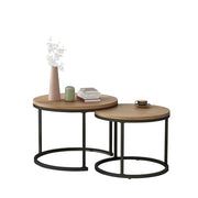 Set di tavolini da caffè; design impilabile moderno; MDF; colore naturale