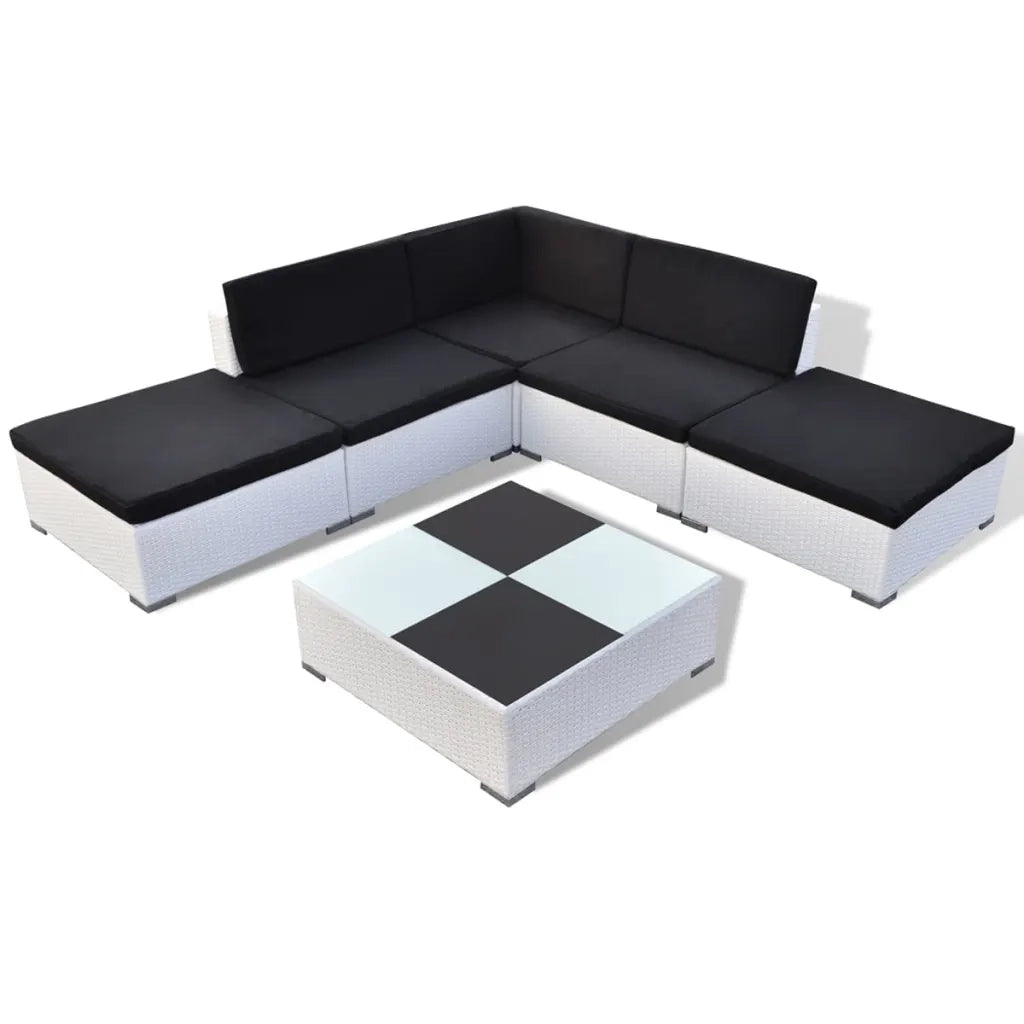 Set Divani da Giardino 6 pz con Cuscini in Polyrattan Bianco 42093