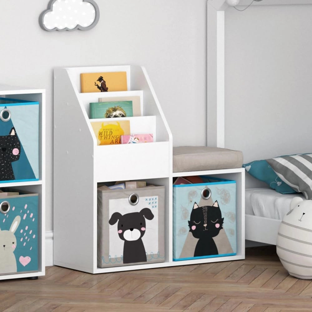 Libreria Luigi, Bianco, 72 x 79 cm, per la conservazione di libri e decorazioni, autoportante