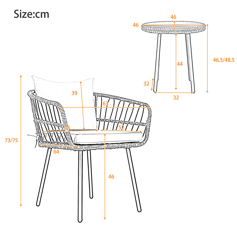 Set da giardino 5 pezzi - Xylo - Tavolo+2 sedie+2 sgabelli in rattan naturale