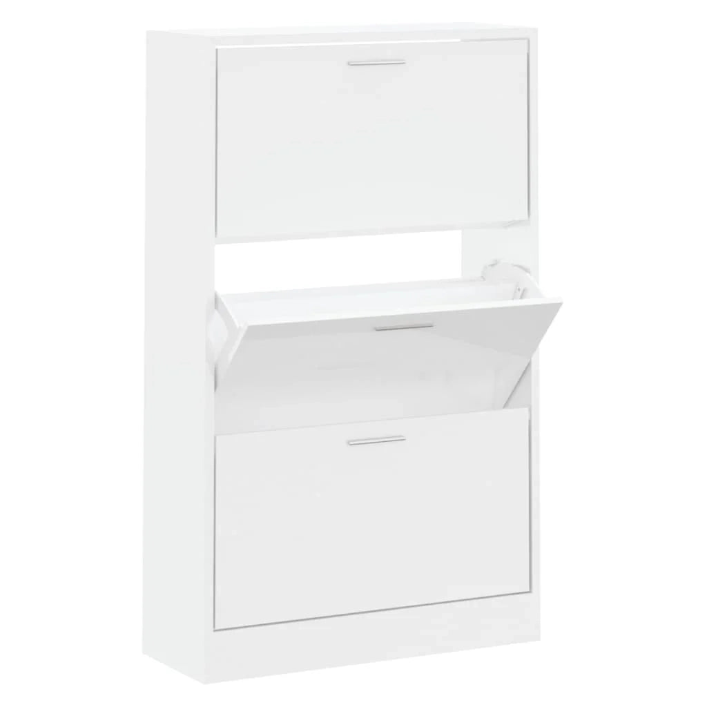 Scarpiera mobile contenitore per scarpe mobile per ingresso/corridoio/soggiorno finitura lucida 63 x 24 x 103 cm legno ingegnerizzato bianco 02_0021310