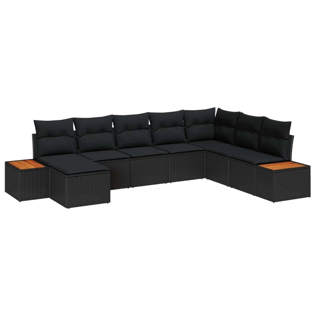 Set Divano da Giardino con cuscino 9 pcs Nero Polyrattan 3356813
