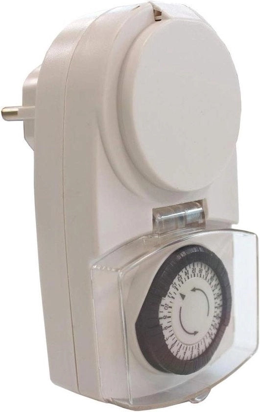 Timer meccanico a giorno - Utilizzo all'aperto IP44 - Bianco analogico - Intervalli di 30 minuti regolabili - Formato miniatura
