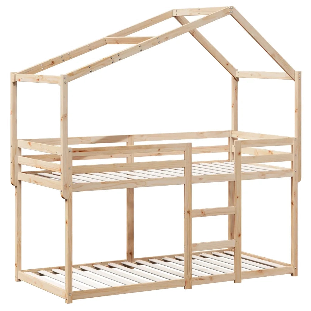 Letto singolo | Letto per adulti | Letto a Castello con Tetto 80x200 cm in Legno Massello di Pino