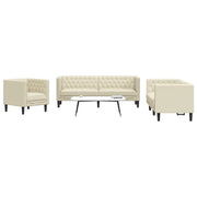 vidaXL Set Divani Chesterfield 3pz Crema in Similpelle
