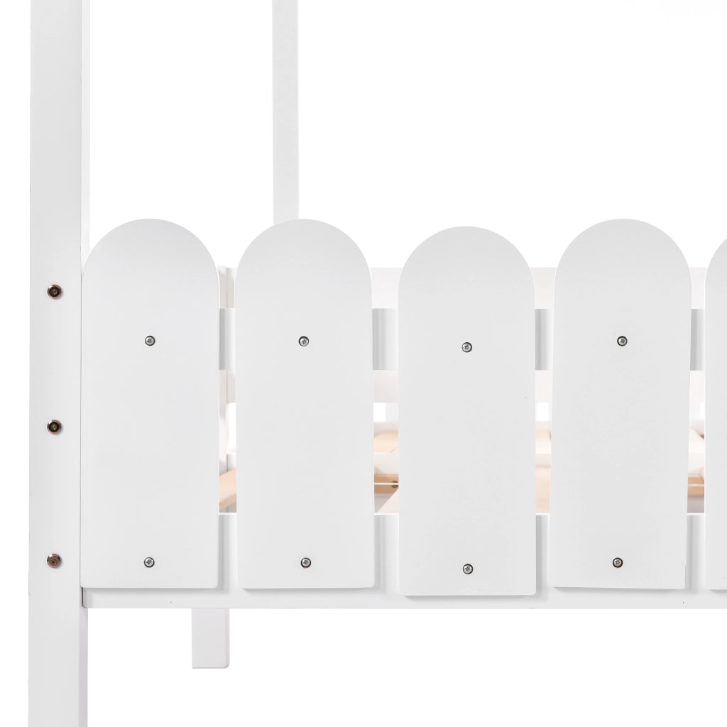 DESMIU Letto casetta per bambini 2 posti con 2 cassetti e sponde, 90 × 200 cm e 90 × 200 cm, senza materasso