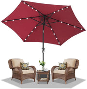 Parasole da giardino - 270CM - Ombrellone - con LED - UV50+ - 30° Inclinabile - Impermeabile - Ombrellone per balcone - Ombrellone a vento - Rosso