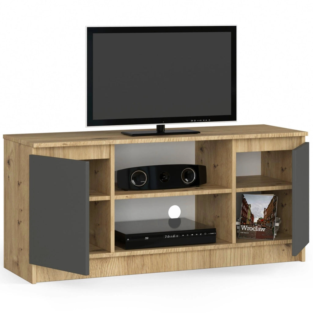Mobile TV AKORD Quercia Artisan 120 cm 2 ante inserto frontale Grigio Grafite 120x40x55 cm