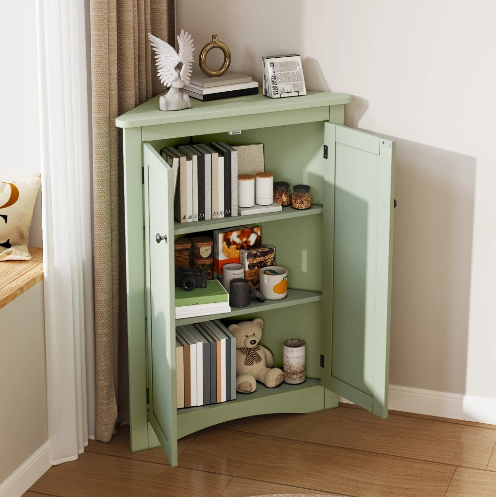 Mobile angolare freestanding a 2 ante; 61;5 × 80 cm; MDF laccato verde