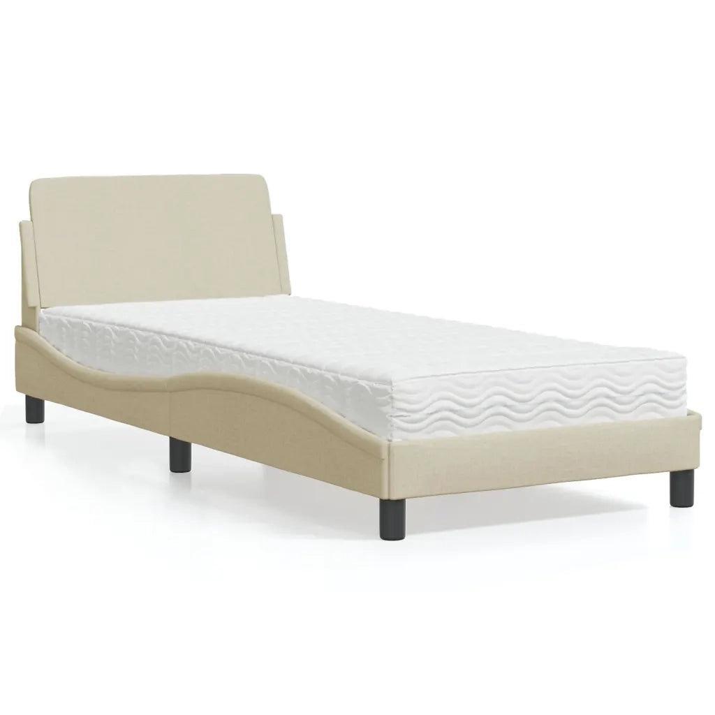 Letto con Materasso Dover Crema 90x200 cm in Tessuto 3208329