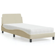 Letto con Materasso Dover Crema 90x200 cm in Tessuto 3208329