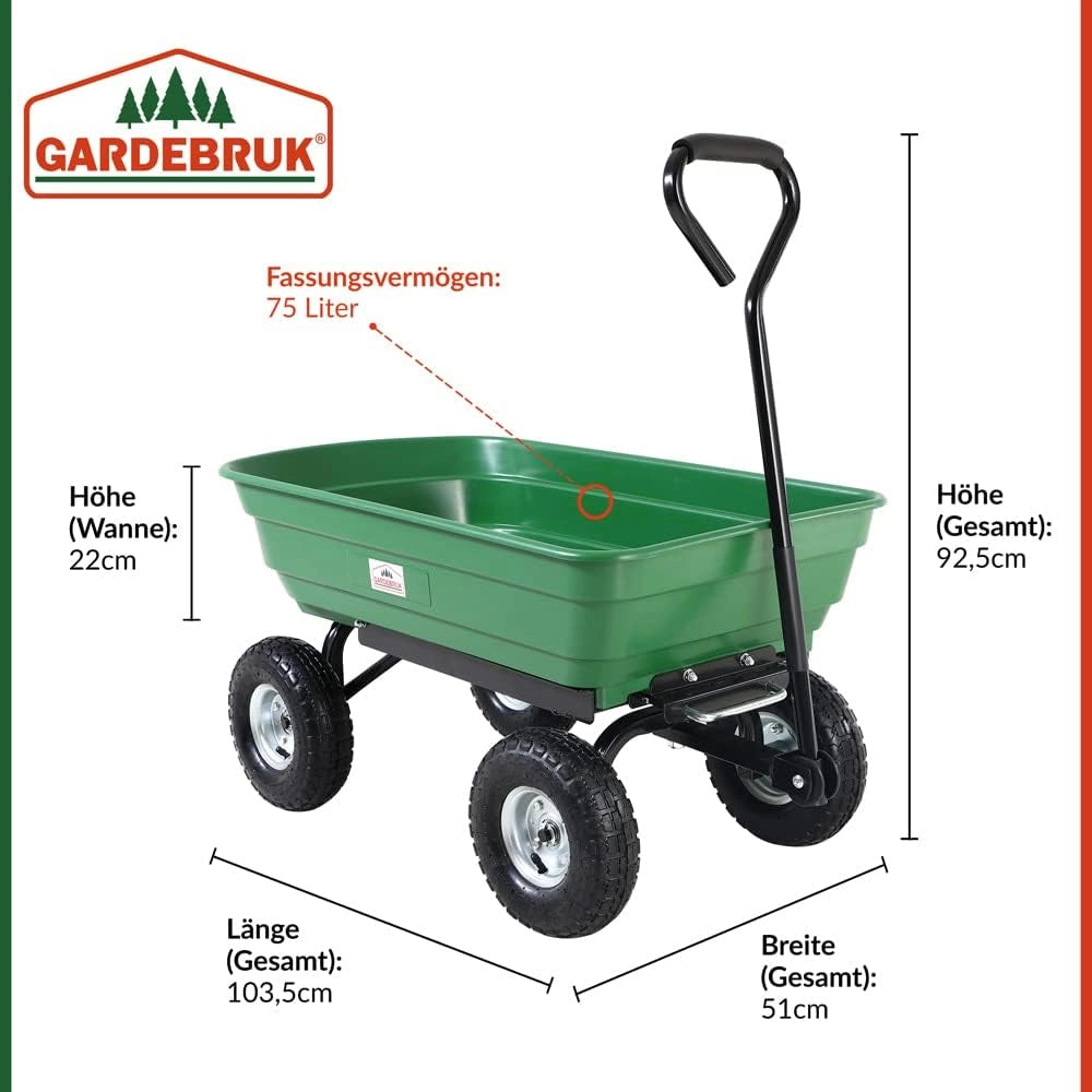® Carrello da Giardino Max. 300kg Cassone Ribaltabile Funzione Inclinazione Cariola Giardinaggio
