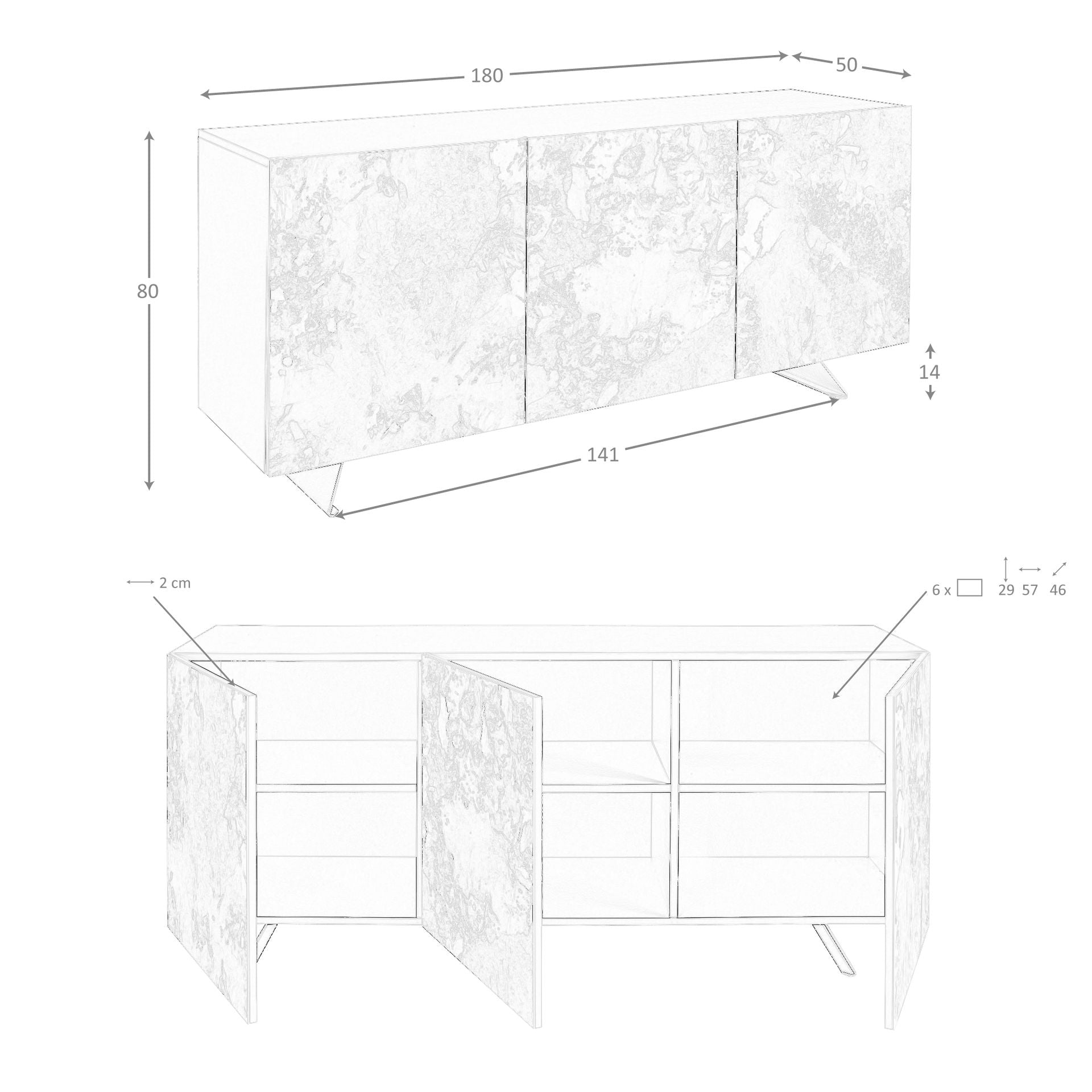 Credenza in legno tortora metallizzato