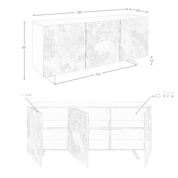 Credenza in legno tortora metallizzato