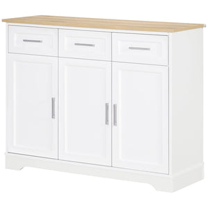 Credenza Moderna 3 Cassetti e 3 Ante 101x39x82 cm in MDF e Truciolato Bianco